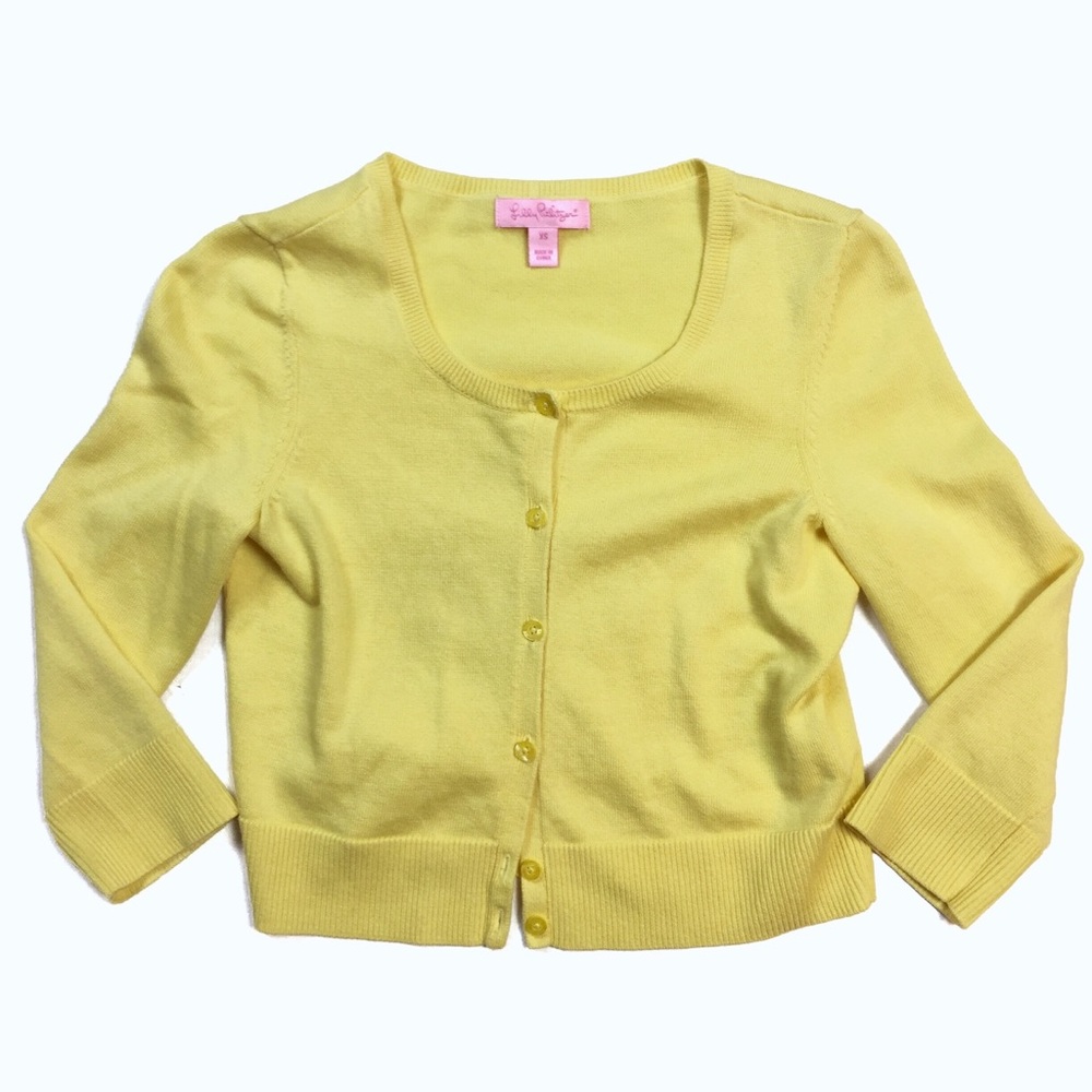 Lilly Pulitzer Yellow Cropped Hillary Cardigan